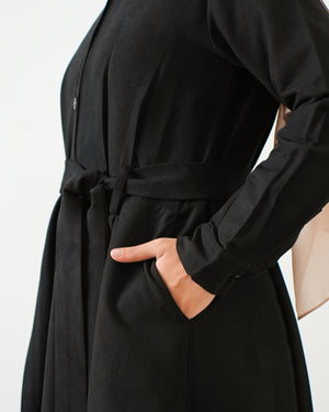 Suede Maxi Shirt Dress C255 Black