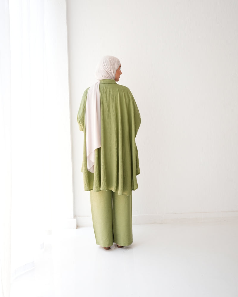 Over Sized Poncho and Pants Set Mint C11063