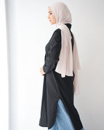 Poplin Long Chemise Black C241
