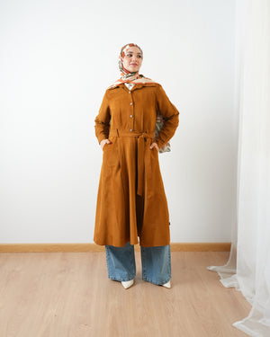 Suede Maxi Shirt Dress C255 Rust
