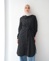 Poplin Long Chemise Black C241