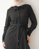 Poplin Long Chemise Black C241