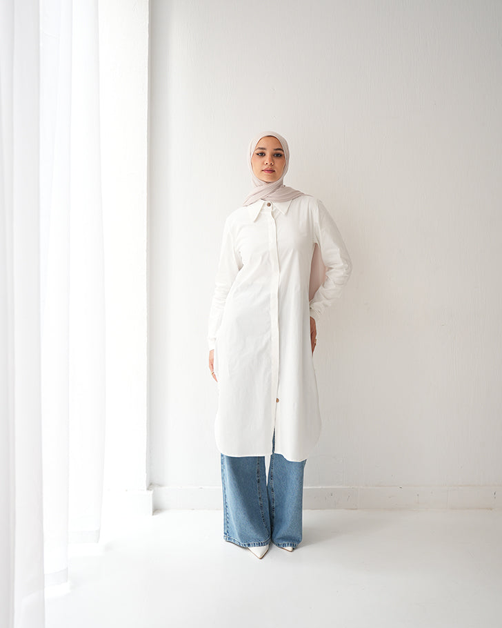 Poplin Long Chemise Offwhite C241