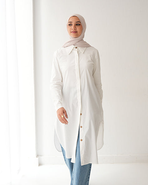 Poplin Long Chemise Offwhite C241