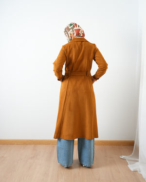 Suede Maxi Shirt Dress C255 Rust