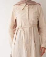 Poplin Long Chemise Beige C241