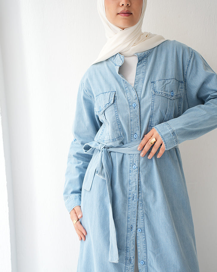 Denim Shirt Dress Light Blue C400