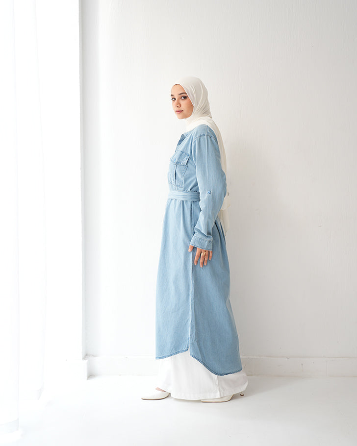 Denim Shirt Dress Light Blue C400