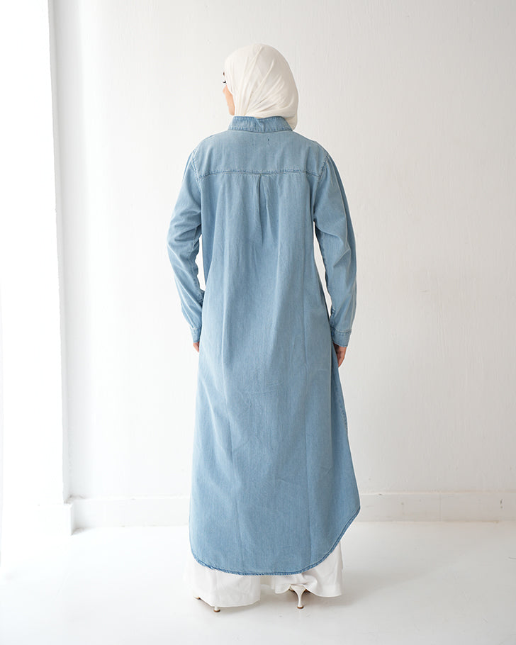 Denim Shirt Dress Light Blue C400