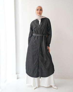 Denim Shirt Dress Black Grey C400