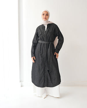 Denim Shirt Dress Black Grey C400