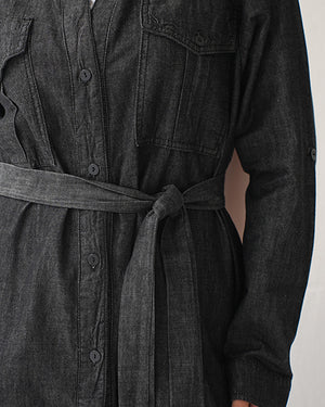 Denim Shirt Dress Black Grey C400