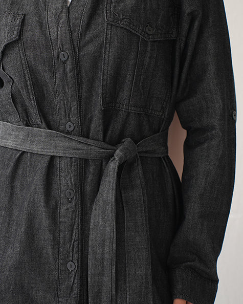 Denim Shirt Dress Black Grey C400