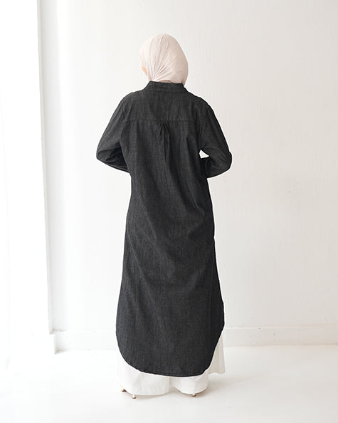 Denim Shirt Dress Black Grey C400