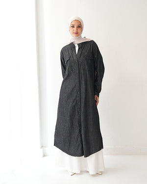 Denim Shirt Dress Black Grey C400