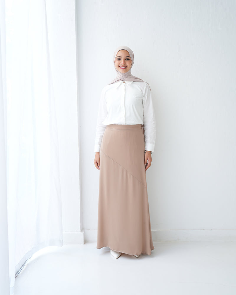A-Line Maxi Skirt Beige C171