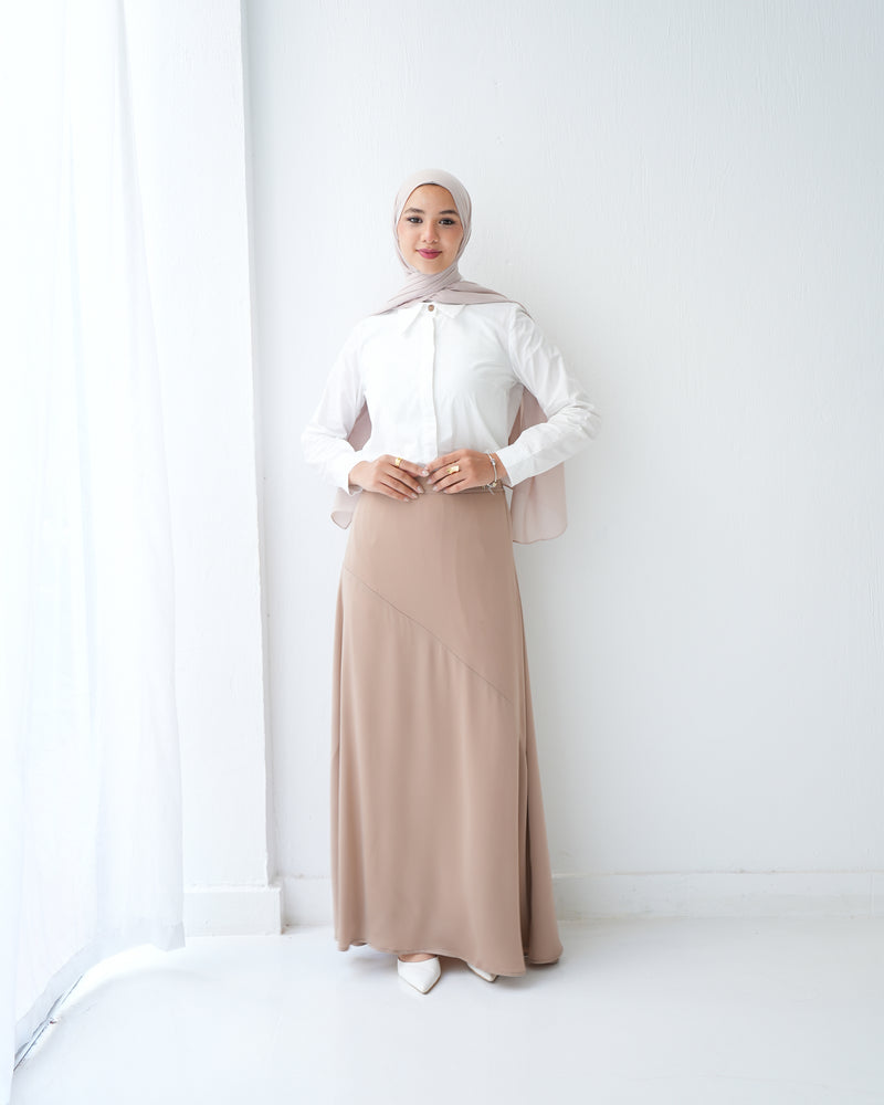 A-Line Maxi Skirt Beige C171