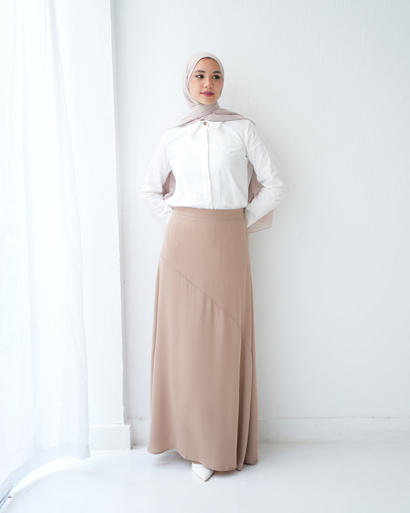 A-Line Maxi Skirt Beige C171