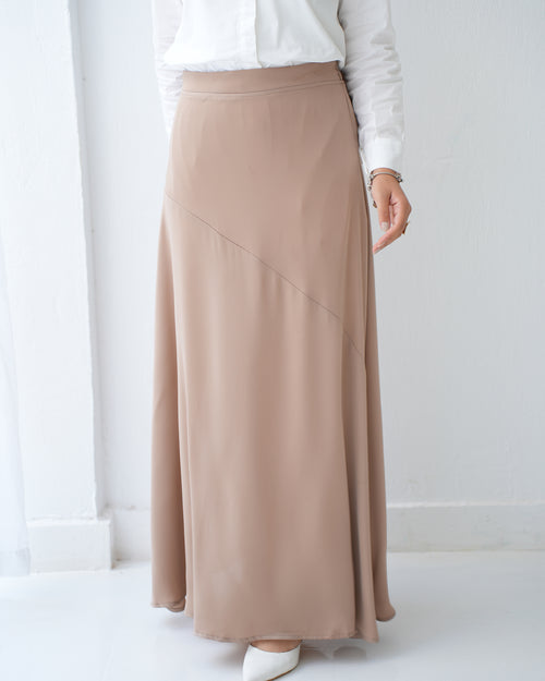 A-Line Maxi Skirt Beige C171