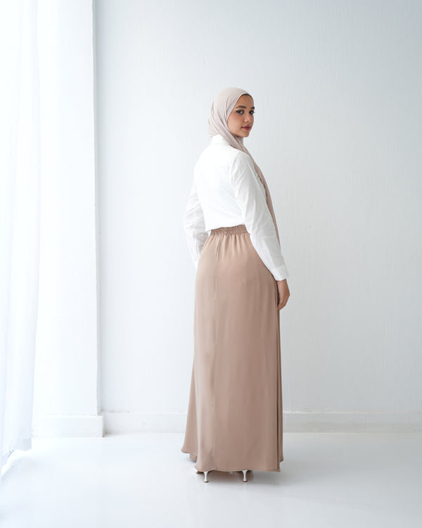 A-Line Maxi Skirt Beige C171