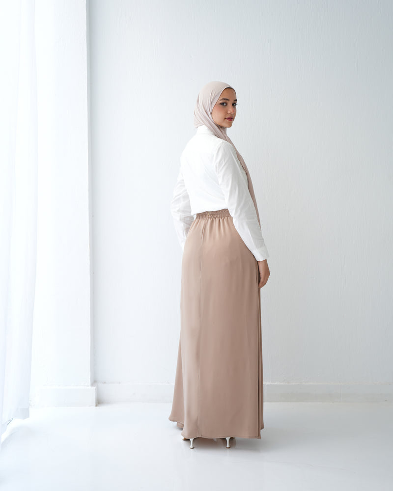 A-Line Maxi Skirt Beige C171