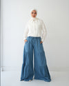 Tiered Wide Leg Denim Pants Blue C1902