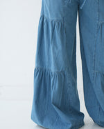 Tiered Wide Leg Denim Pants Blue C1902