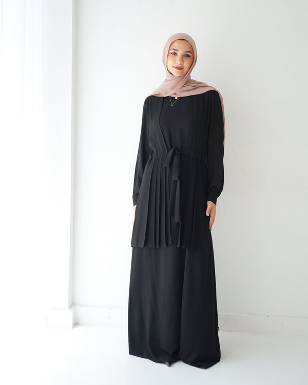 Front Pleated Tie Abaya C78
