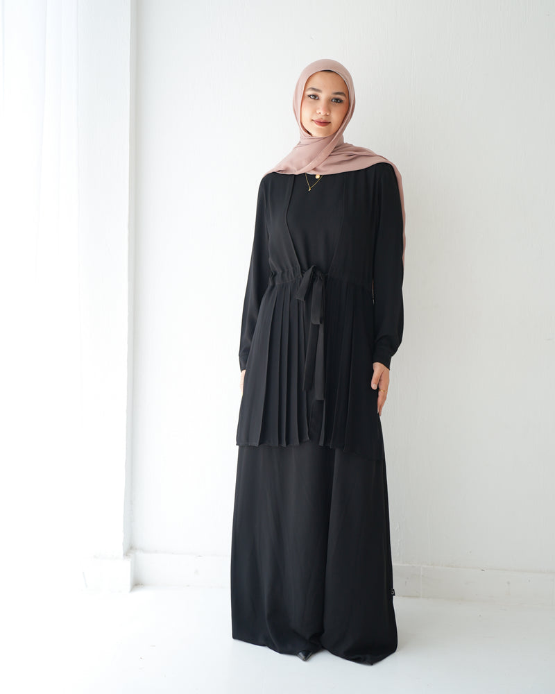 Front Pleated Tie Abaya C78