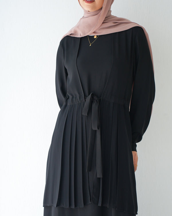 Front Pleated Tie Abaya C78
