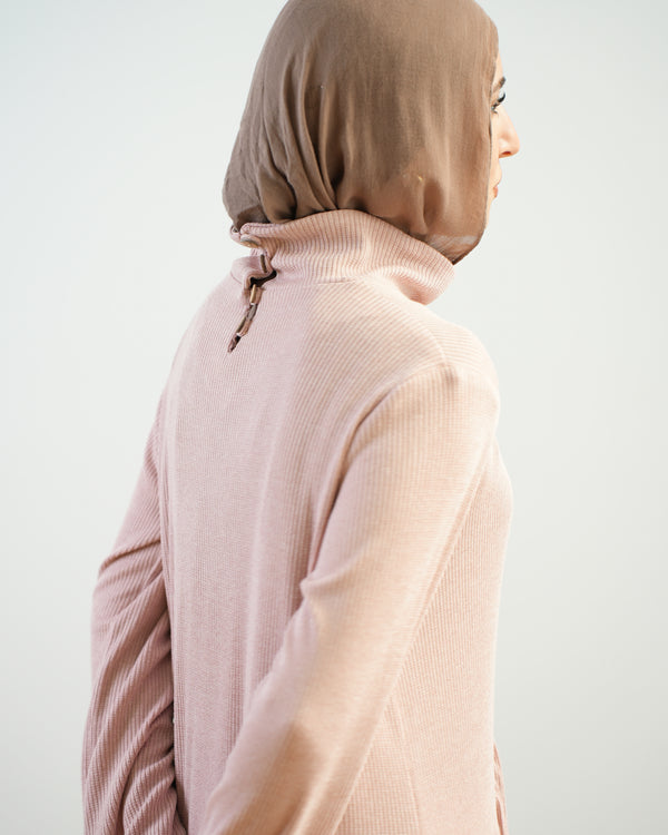 High Neck Ribbed Dress Cashmere C501