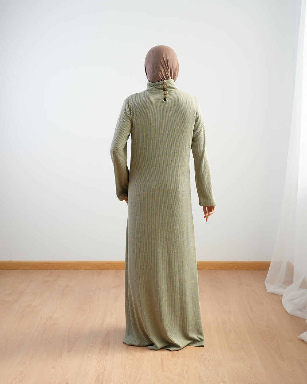 High Neck Ribbed Dress Mint C501