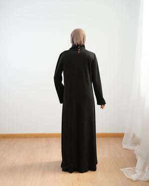 High Neck Ribbed Dress Black C501