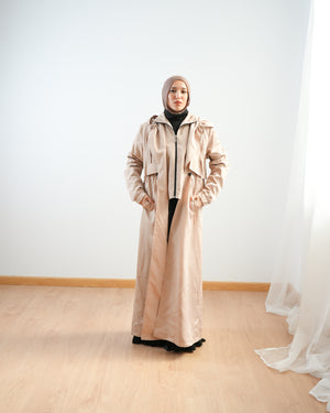Zippered Waterproof Coat Beige C502