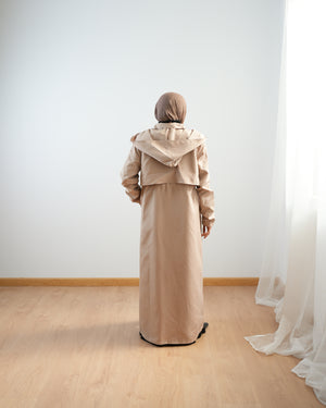 Zippered Waterproof Coat Beige C502