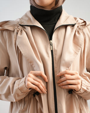 Zippered Waterproof Coat Beige C502