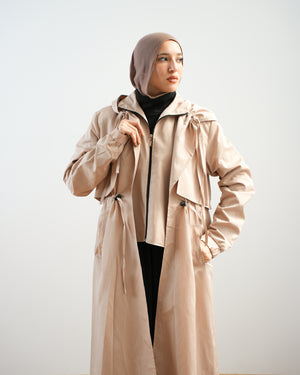 Zippered Waterproof Coat Beige C502