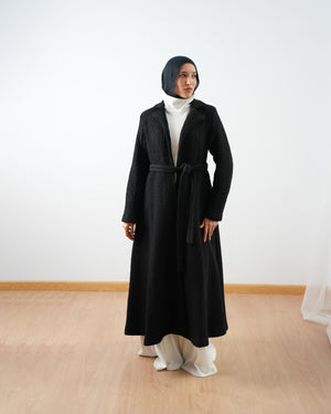 Wool Blend Heavy Coat Black C1672