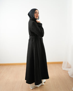 Wool Blend Heavy Coat Black C1672