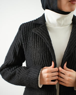 Wool Blend Heavy Coat Black C1672