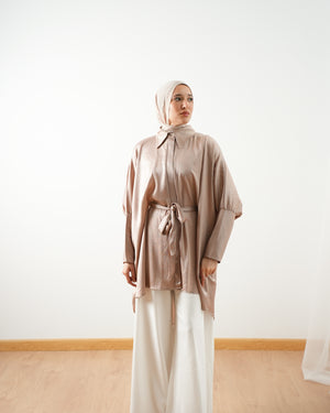 Shimmer Free Size Blouse Beige C2232