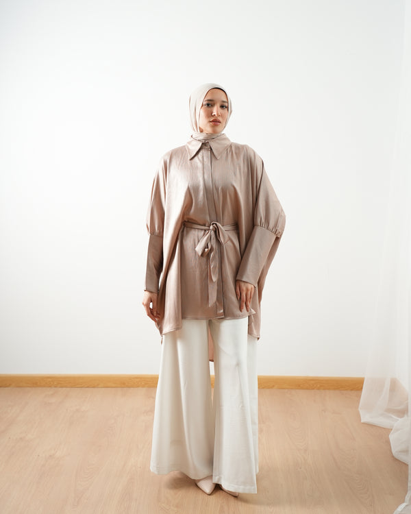 Shimmer Free Size Blouse Beige C2232