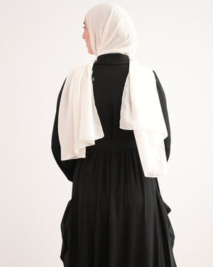 Front Button Abaya with Chiffon Side Drapes C5