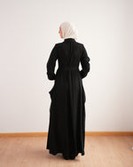 Front Button Abaya with Chiffon Side Drapes C5