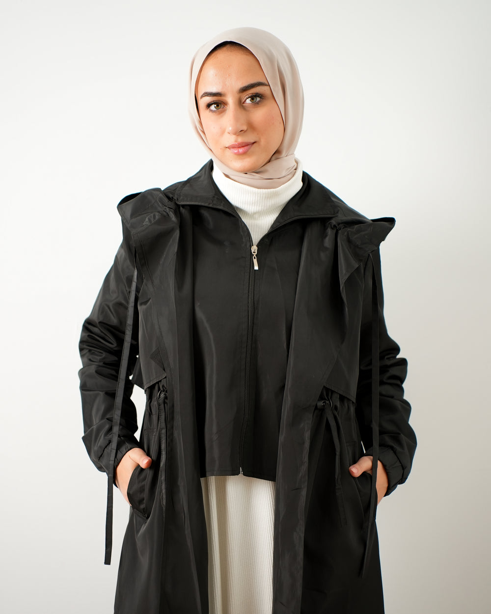 Zippered Waterproof Coat Black C502