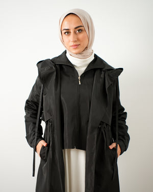 Zippered Waterproof Coat Black C502