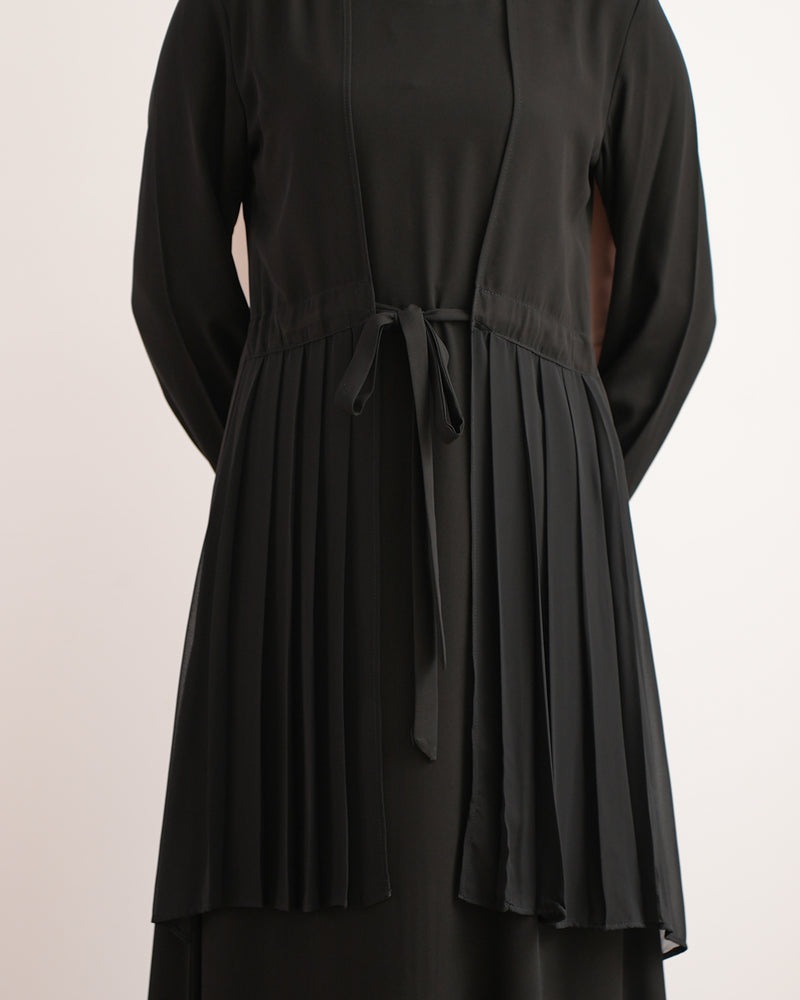 Front Pleated Tie Abaya C78