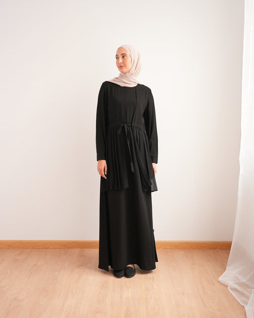 Front Pleated Tie Abaya C78