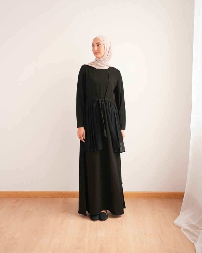 Front Pleated Tie Abaya C78