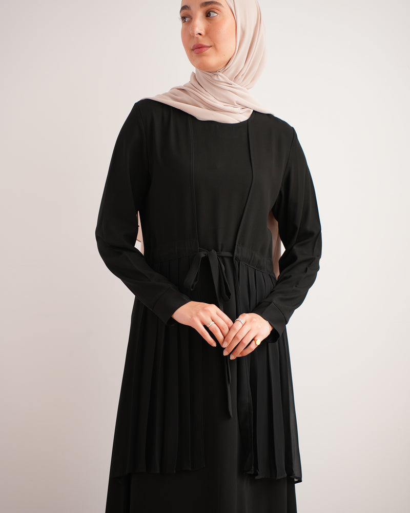 Front Pleated Tie Abaya C78